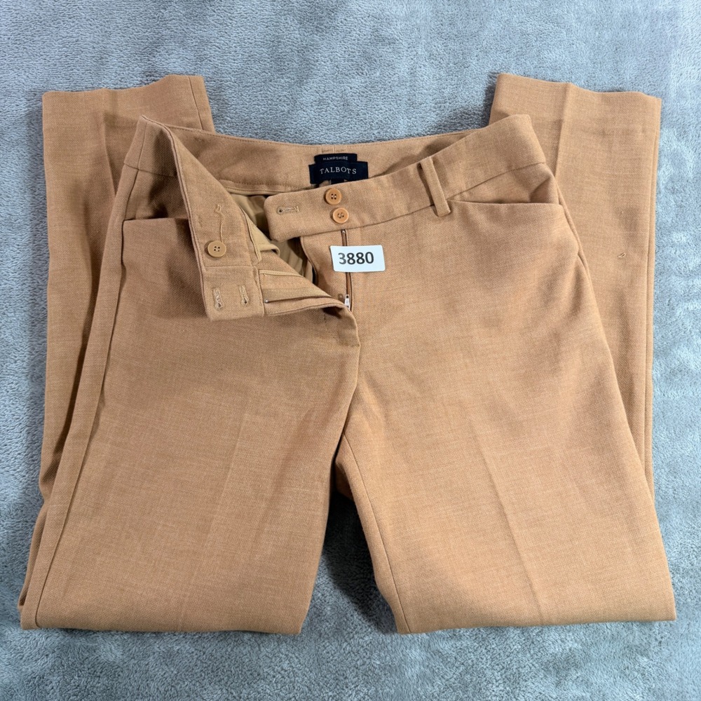 Talbots Hampshire Ankle Pants Women 4 Almond Heather Tan Straight Leg 173016319